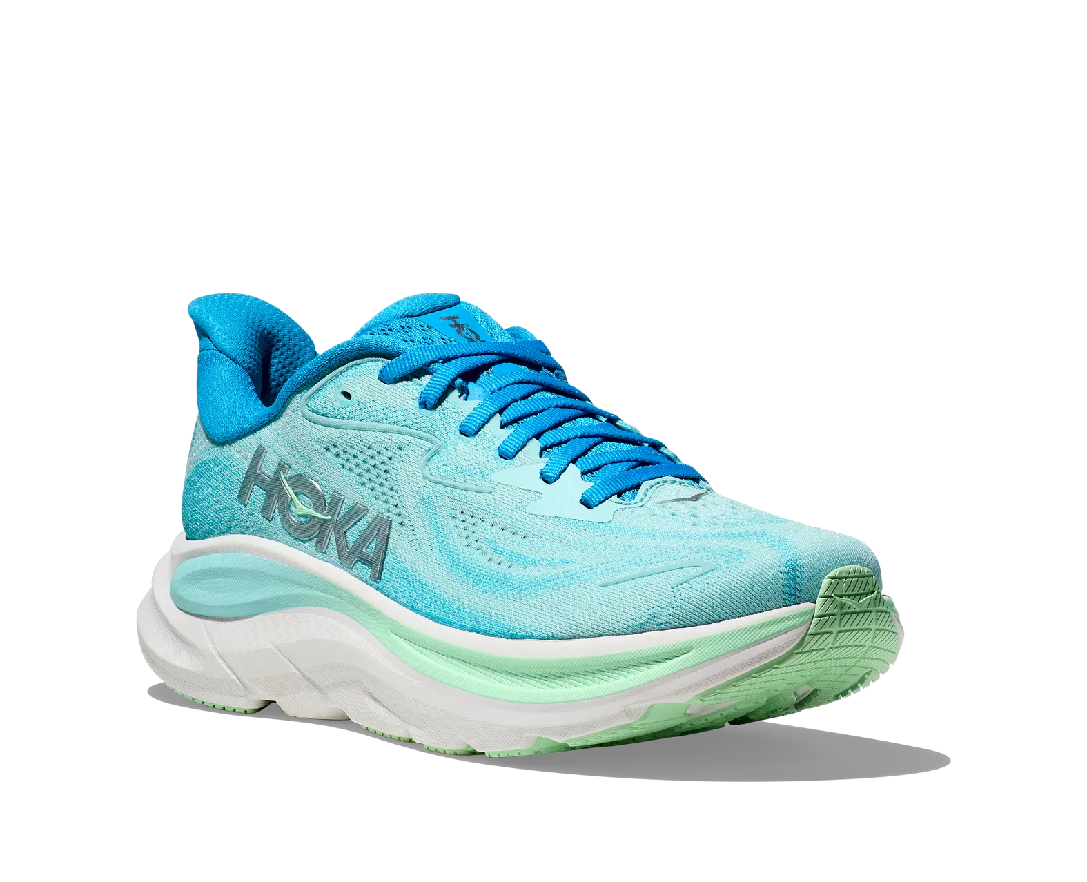 菜遊サテンブルー Hoka WOMEN'S CLIFTON 10 SKYWARD BLUE / CIELO BLUE