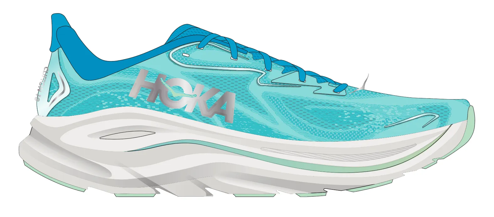 菜遊サテンブルー Hoka WOMEN'S CLIFTON 10 SKYWARD BLUE / CIELO BLUE